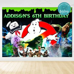 Ghostbusters Birthday Backdrop Digital File Template Instant Download
