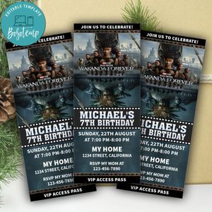 Wakanda Forever Ticket Invitation Customizable Template Instant Download