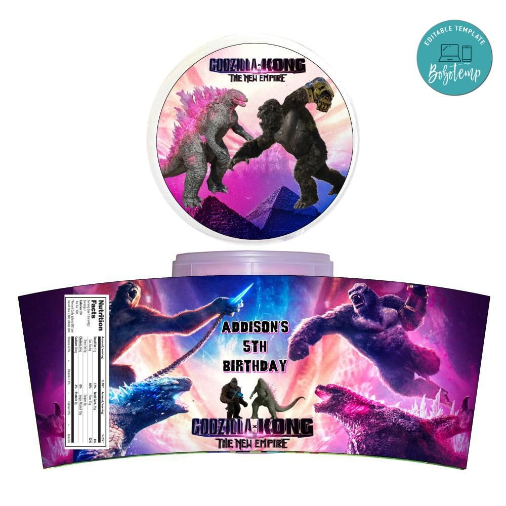 Godzilla X Kong: The New Empire Cotton Candy Label Template | Bobotemp