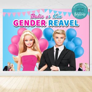 Barbie gender reveal Backdrop Digital File Template Instant Download
