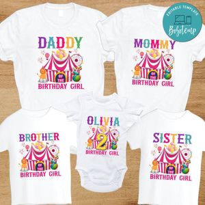 Pink carnival Family Birthday Girl PNG file template