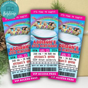 Barbie Dolphin Magic Ticket Invitation Customizable Template Instant Download