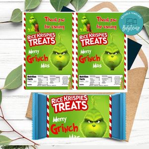 Grinch Rice Krispies Treats Template Printable Instant Download