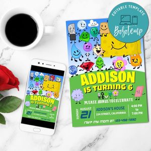 Battle for dream island Birthday Flyer Customizable Template to Print at Home Instant Download