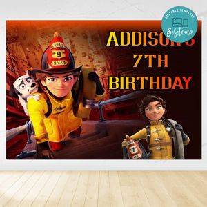 Fireheart Birthday Backdrop Digital File Template Instant Download