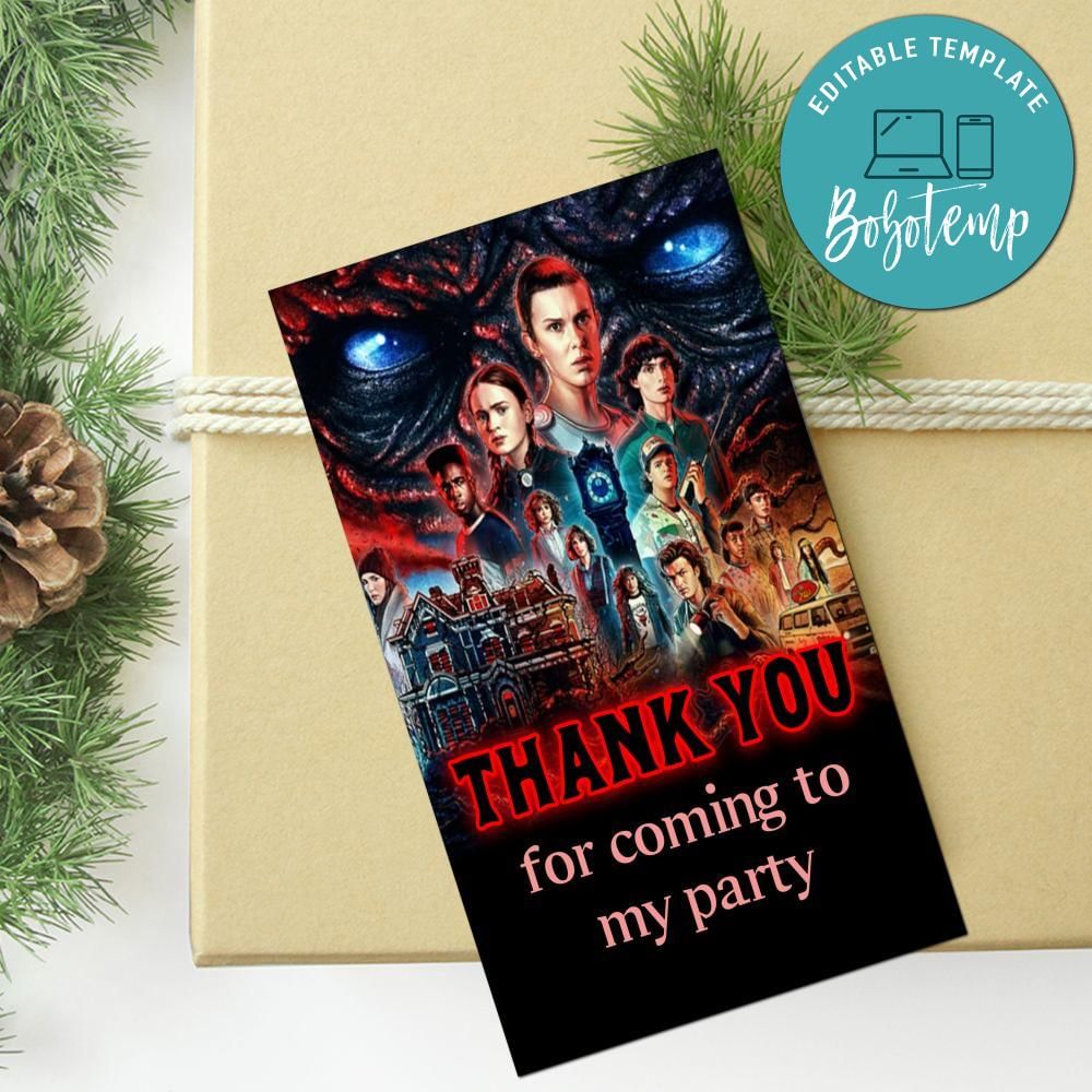 Stranger Things Thank You Tag Customizable Template | Bobotemp