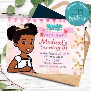 Gracie's Corner Princess Invitation Customizable Template to Print at Home Instant Download