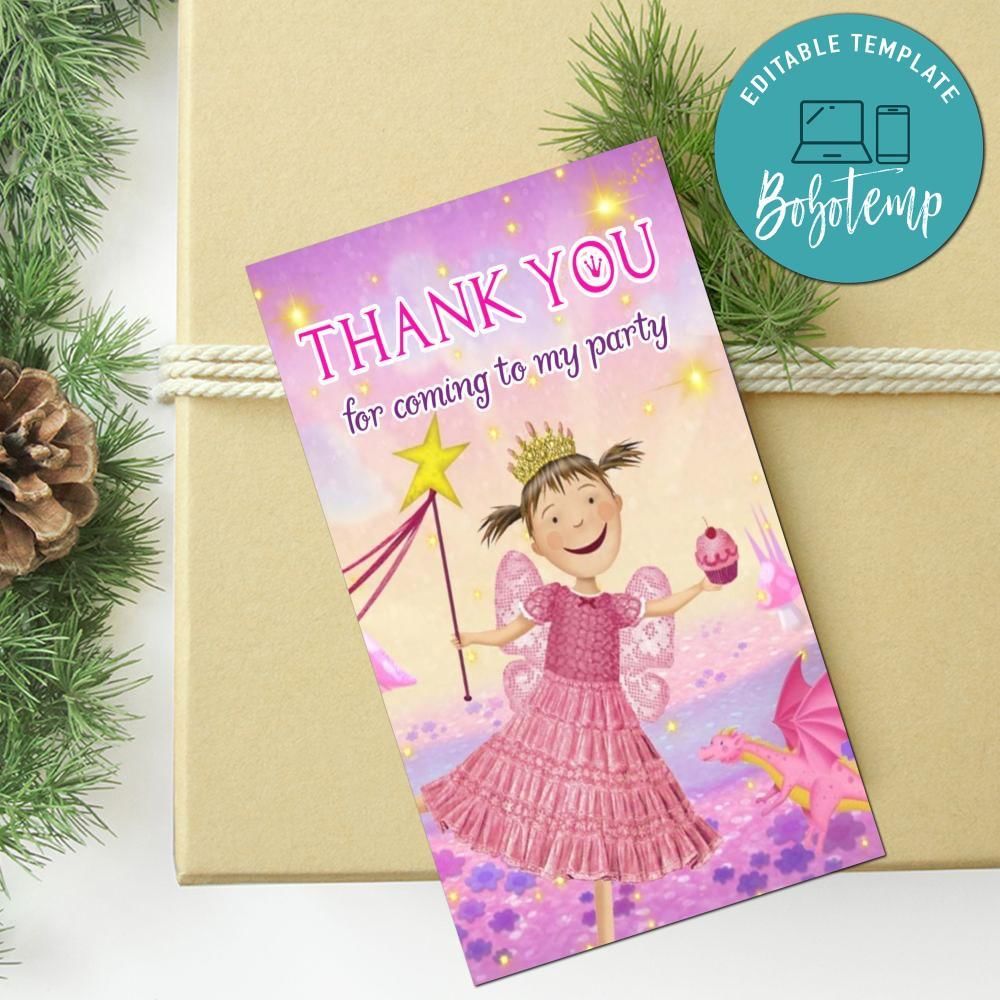 Pinkalicious Thank You Tag Customizable Template To Print At Home Instant Download