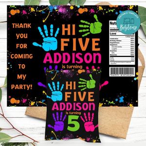Hi Five Birthday Party Chip Bag Digital File Printable Instant Download