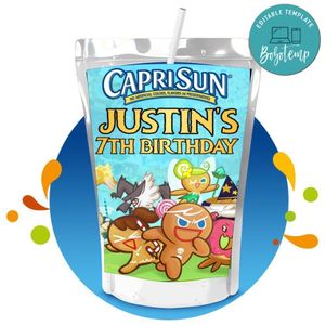 Cookie Run Kingdom Capri Sun Birthday Labels Digital File Printable Instant Download