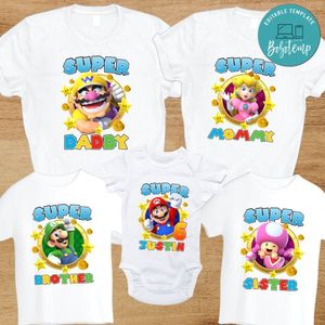 Super Mario Family Birthday Party PNG file template