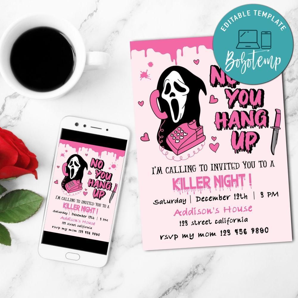 No you hang up Invitation Customizable Template to Print at Home Instant Download