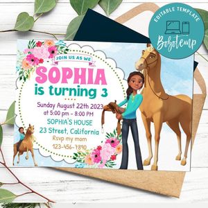 Spirit riding pru granger Birthday Invitation Customizable Template to Print at Home Instant Download