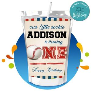 Little rookie Capri Sun Birthday Labels Digital File Printable Instant Download