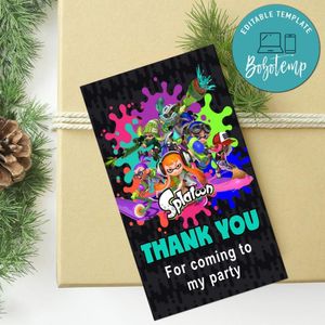Splatoon Thank You Tag Customizable Template To Print At Home Instant Download