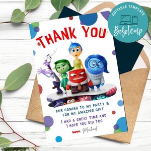 Inside Out 2 Thank You Card Customizable Template To Print At Home Instant Download
