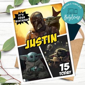 Mandalorian Personalized Birthday Card
