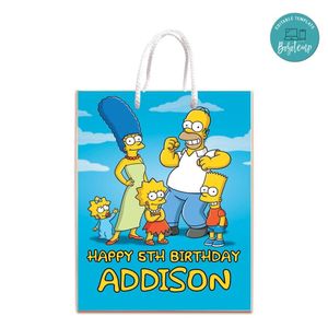 Simpson Gift Bag Label Template Printable Instant Download