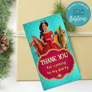 Elena Of Avalor Thank You Tag Customizable Template To Print At Home Instant Download