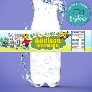 Shimajiro Birthday Water Bottle Label Template to Print at Home Instant Download
