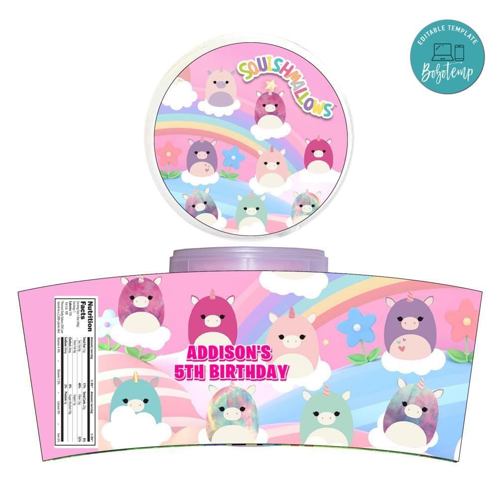 Squishmallow Cotton Candy Label Template To Print At Home Instant Download