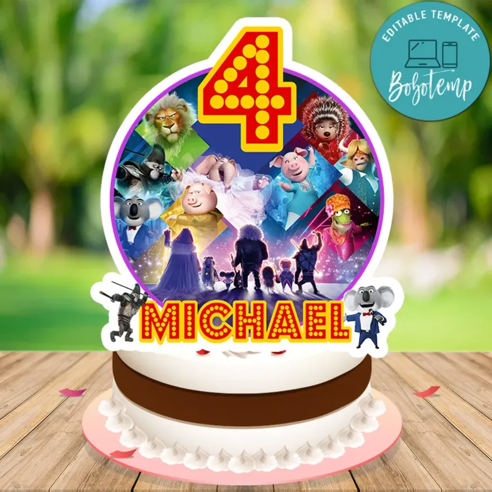 Sing 2 Birthday Cake Topper Template Printable Bobotemp