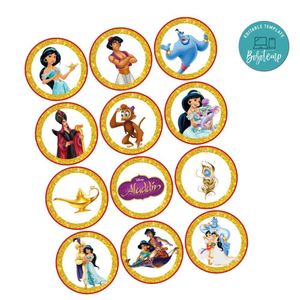 Aladdin Cupcake Toppers Template Printable Instant Download