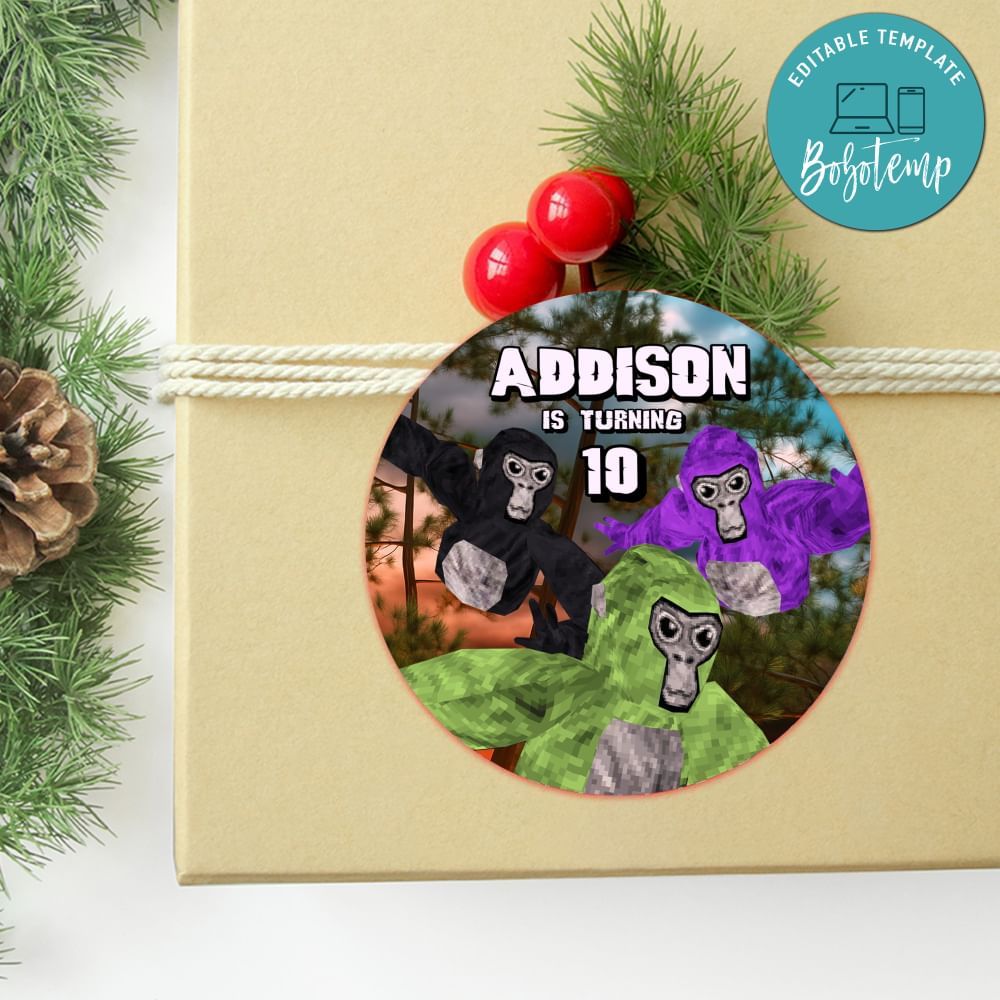 Gorilla Tag Circle Sticker Template Customizable To Print At Home Instant Download