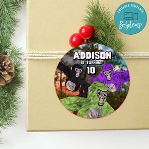 Gorilla Tag Circle Sticker Template Customizable To Print At Home Instant Download