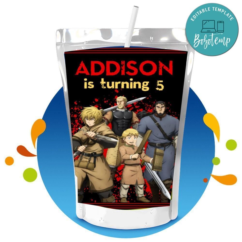 Vinland saga Capri Sun Birthday Labels Digital File Printable Instant Download