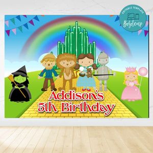 The wizard of oz Birthday Backdrop Digital File Template Instant Download