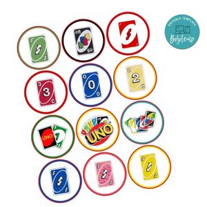 Uno Cupcake Toppers Template Printable Instant Download
