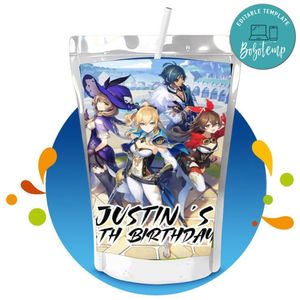 Genshin impact Capri Sun Birthday Labels Digital File Printable Instant Download