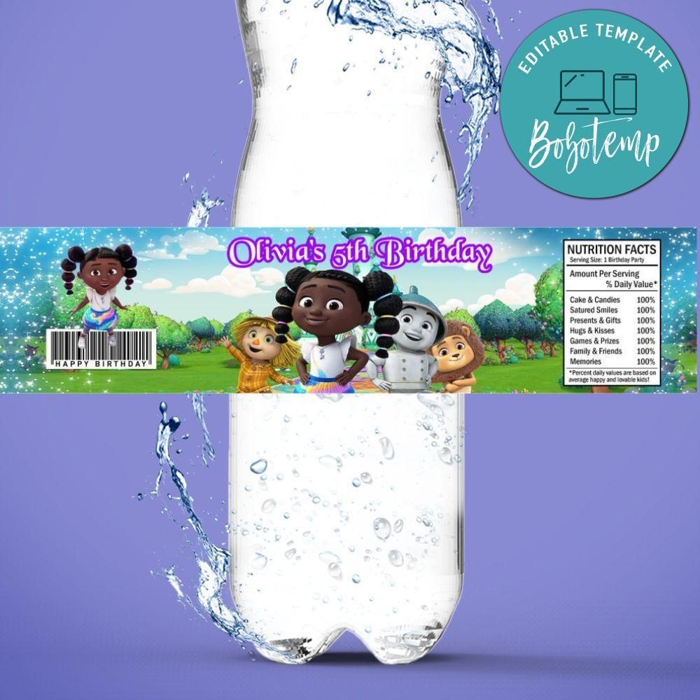 Dee and friends Bottle Label Birthday Water Bottle Label Template to Print at Home Instant Download