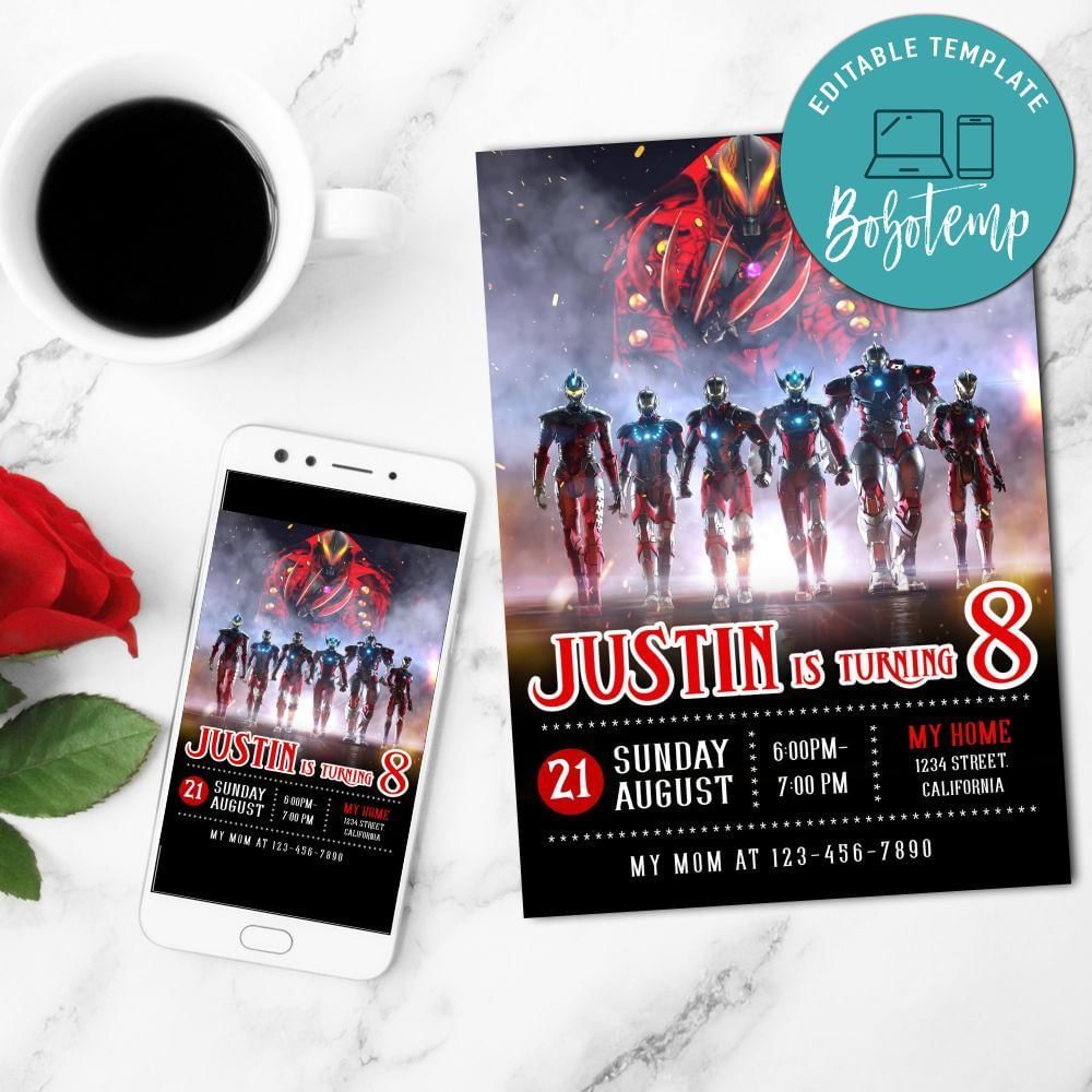 Ultraman Season 2 Mobile Invite Customizable Template Instant Download