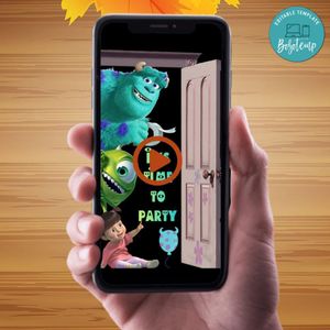 Monster Inc 4 Birthday Video Invitation Digital Template Customizable Instant Download
