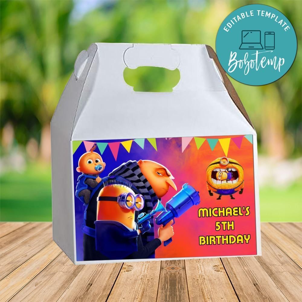 Despicable Me 4 Gable Box Digital File Printable Instant Download