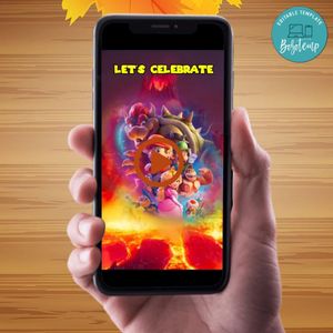 Super Mario Bros Birthday Video Invitation Digital Template Customizable Instant Download