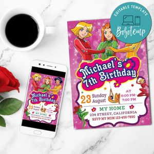 Totally Spies Birthday Invitation Customizable Template to Print at Home Instant Download