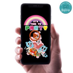 Gumball Birthday Video Invitation Digital Template Customizable Instant Download