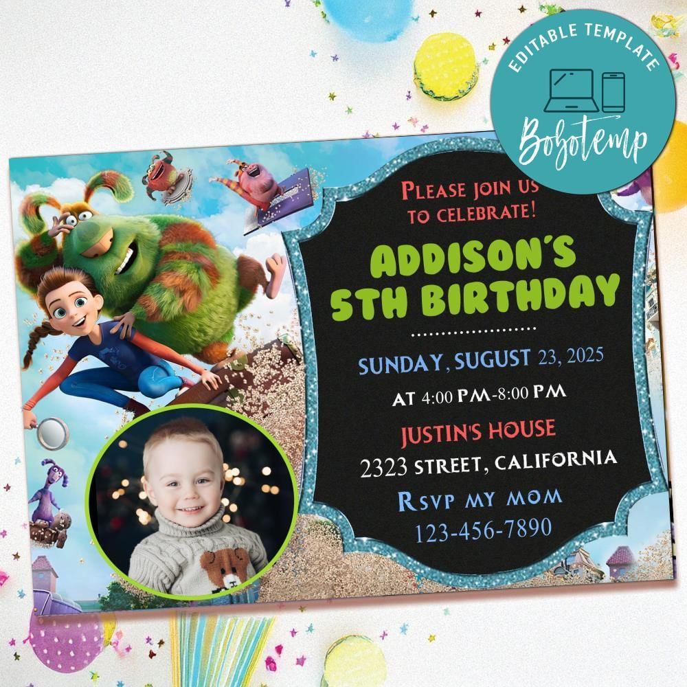 Finnick 2022 Birthday Invitation with Photo Customizable Template to Print at Home Instant Download