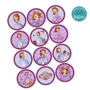 Princess Sofia Cupcake Toppers Template Printable Instant Download
