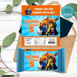 Paws of fury Candy bar Label Customizable Template Instant Download