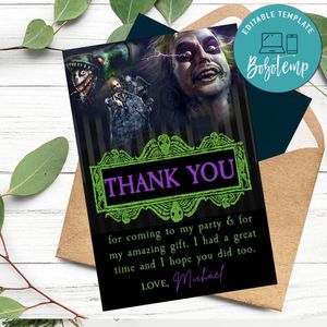 Beetlejuice 2 Thank You Card Customizable Template To Print At Home Instant Download