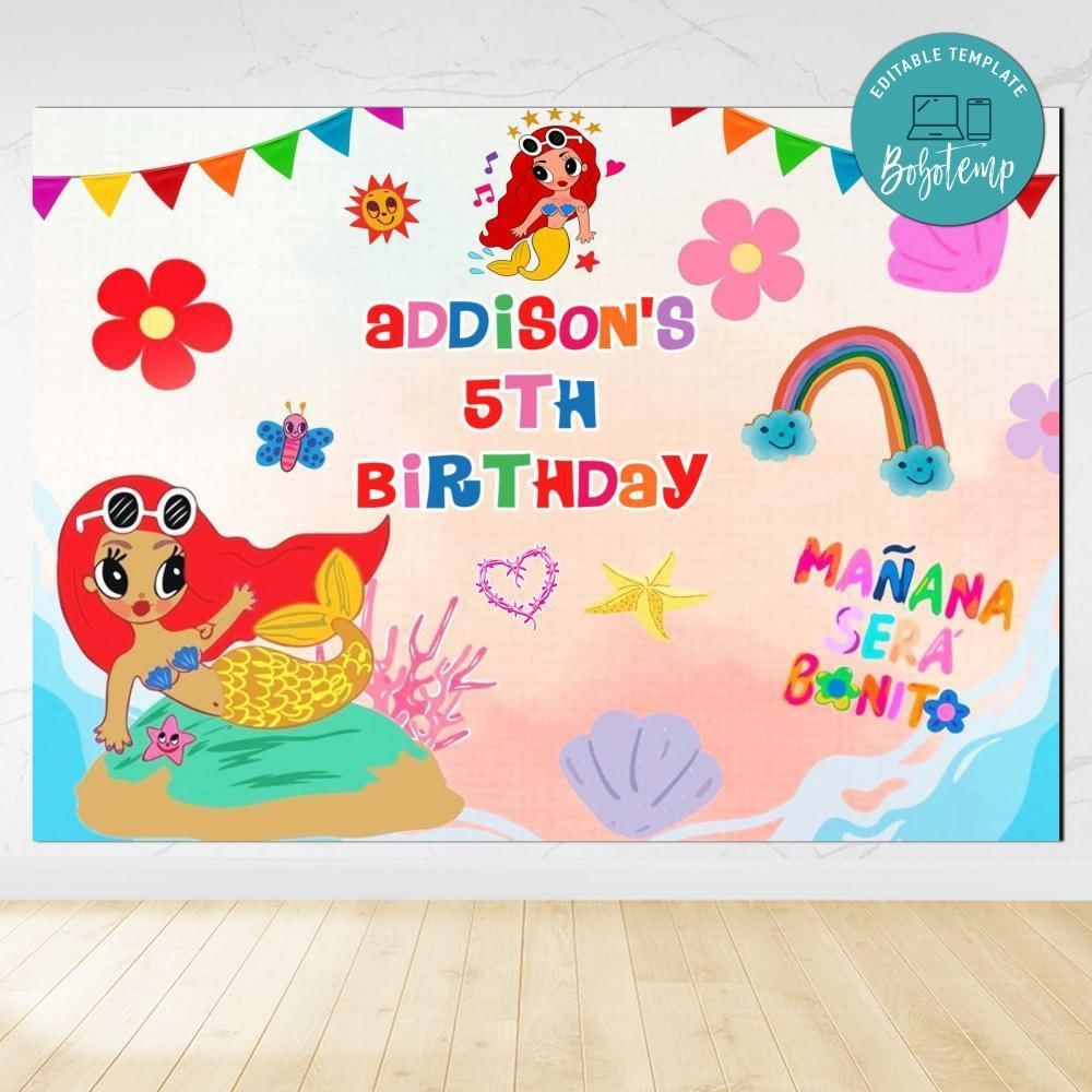 Manana Sera Bonito Birthday Backdrop Digital File Template Instant Download