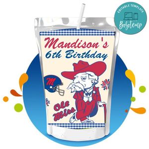 Ole miss Capri Sun Birthday Label Digital File Printable Instant Download