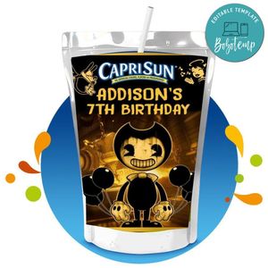 Bendy Capri Sun Birthday Labels Digital File Printable Instant Download