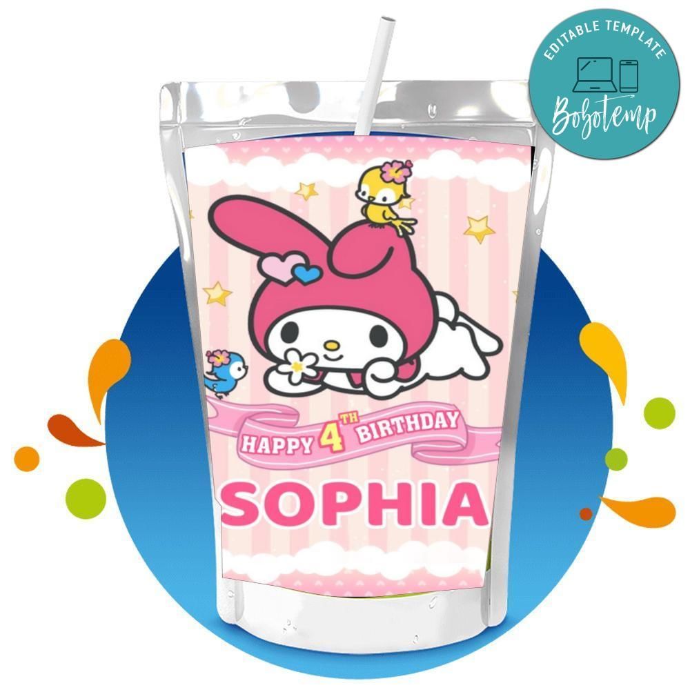 Melody Capri Sun Birthday Label Digital File Printable Instant Download