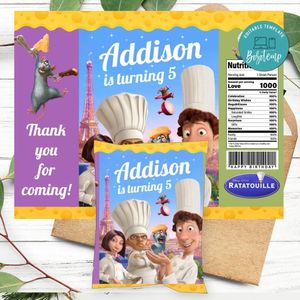 Ratatouille Birthday Party Chip Bag Digital File Printable Instant Download