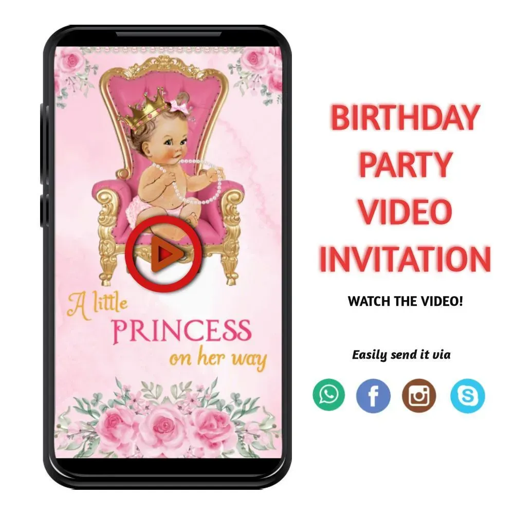 A Little Princess Baby Shower Video Invitation Digital Template